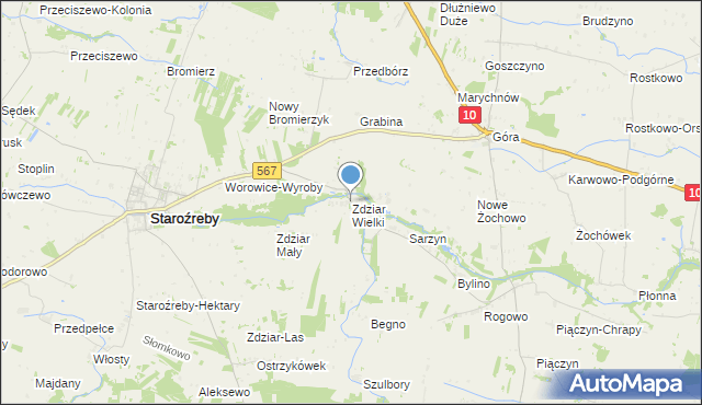 mapa Zdziar Wielki, Zdziar Wielki na mapie Targeo